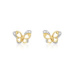 Boucles d&rsquo;oreilles plaqu&eacute; or 2 tons zirconia