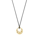 Collier plaqu&eacute; or cordon coton noir