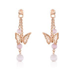 Boucles d&rsquo;oreilles plaqu&eacute; or rose cristal