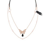 Collier plaqu&eacute; or rose nacre cristal