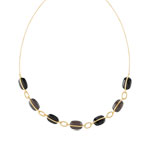 Collier plaqu&eacute; or bois cristal