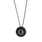 Collier plaqu&eacute; or bois zirconia r&eacute;sine cordon coton noir