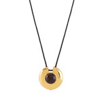 Collier plaqu&eacute; or bois cordon coton noir