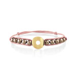 Bracelet plaqu&eacute; or perle imitation cordon coton rose