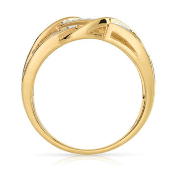 Bague plaqué or entrelacée 2 tons zirconias