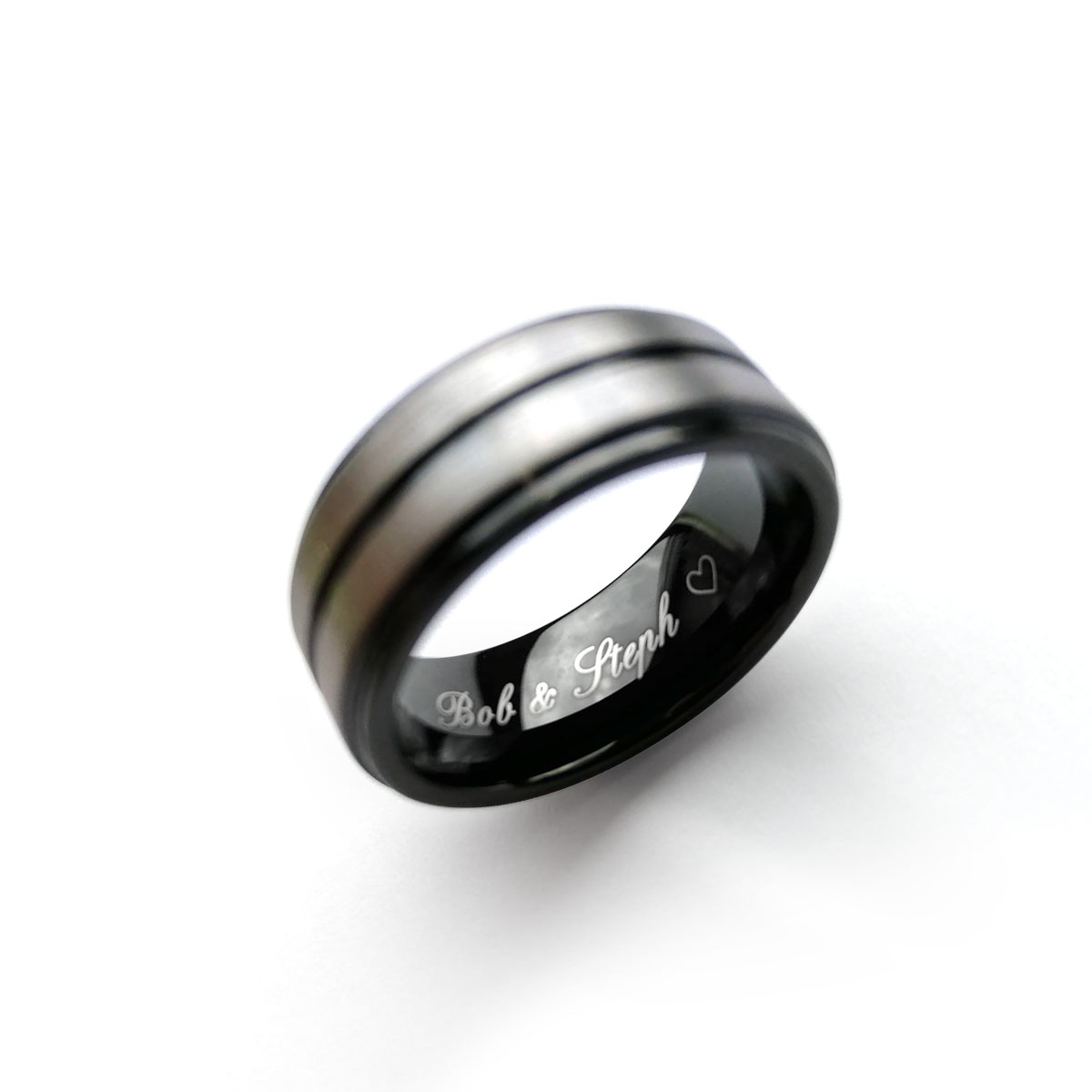 Bague tungstène mat et revêtement noir - vue D1