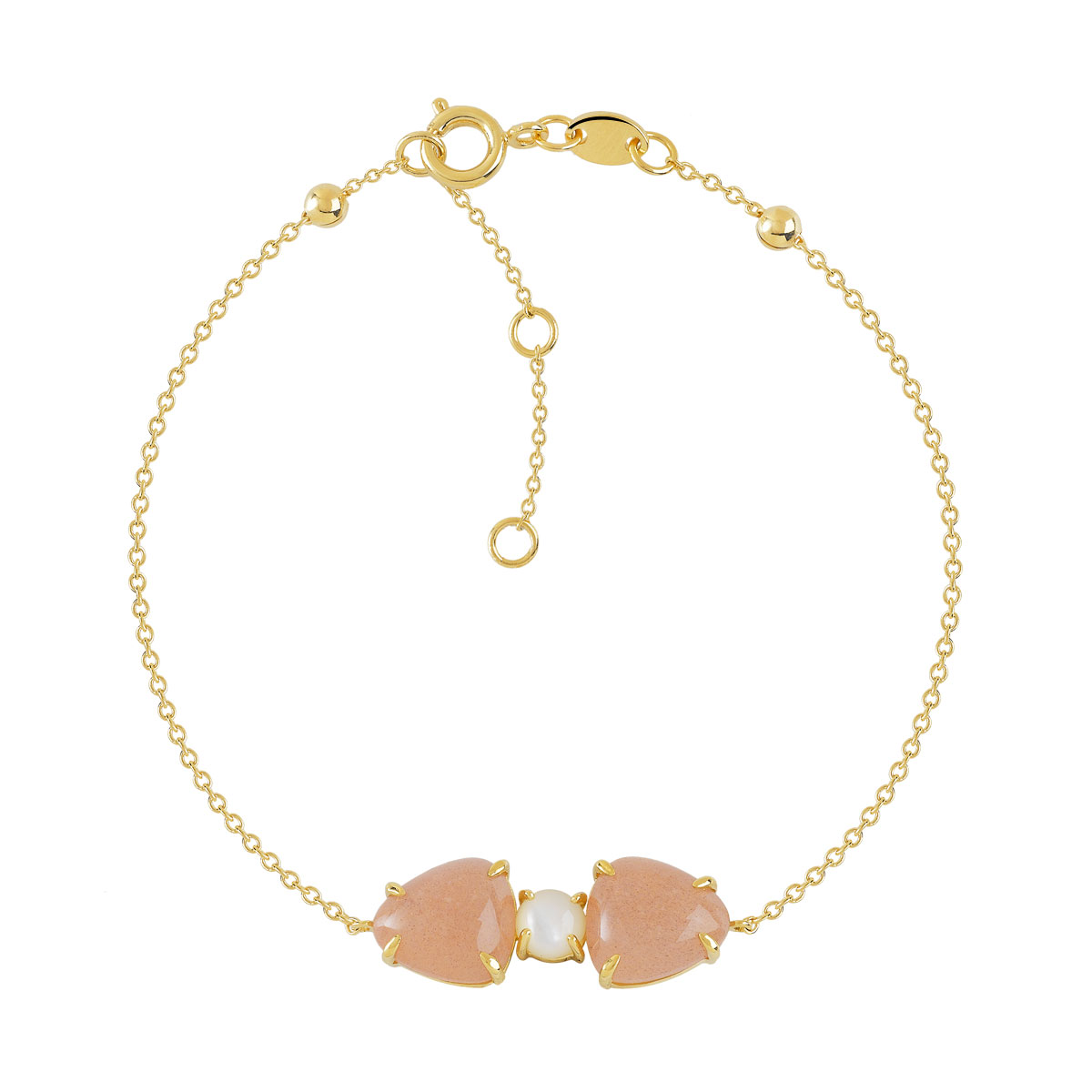 Bracelet doré pierre de lune nacre - vue V1