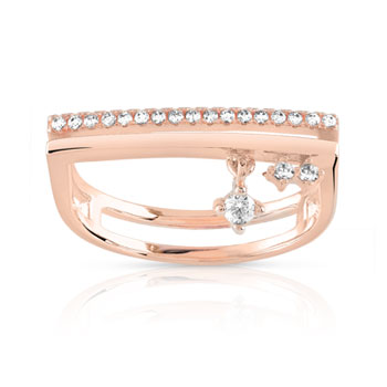 Bague dorée rose zirconia