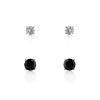 2 paires de boucles d'oreilles argent 925 zirconias noirs et blancs - vue V1
