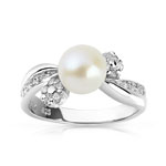 Bague argent 925 perle de culture de Chine zirconia