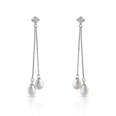 Boucles d'oreilles argent 925 perle de culture de Chine zirc