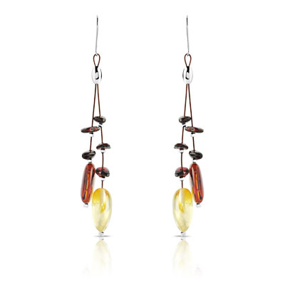 Boucles d'oreilles argent 925 ambre