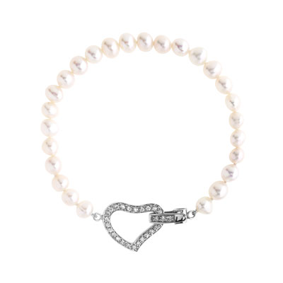 Bracelet argent perles de culture zirconias 19 cm
