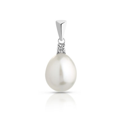 Pendentif argent perle de culture zirconia