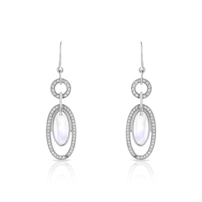 Boucles d'oreilles argent 925 nacre zirconia