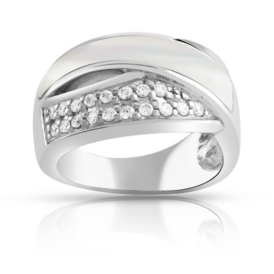 Bague argent 925 nacre zirconia