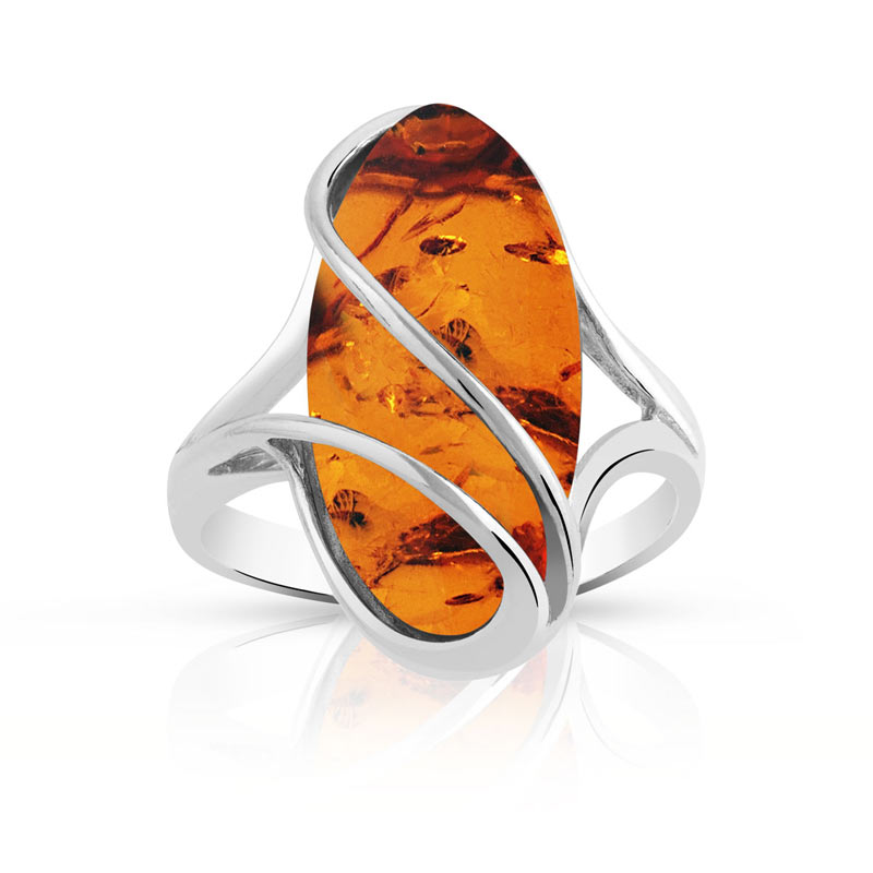 Bague argent 925 ambre - vue 1 Bague argent 925 ambre - vue 1
