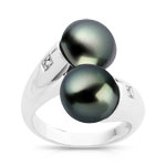 Bague argent 925 perle de culture de Tahiti diamant