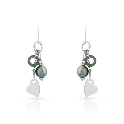 Boucles d'oreilles argent 925 perle de culture de Tahiti nacre