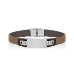 Bracelet acier cuir marron