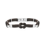 Bracelet acier coton marron