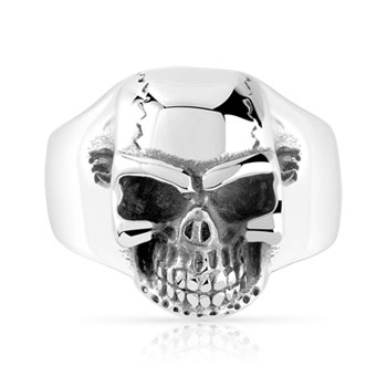 Bague acier tête de mort