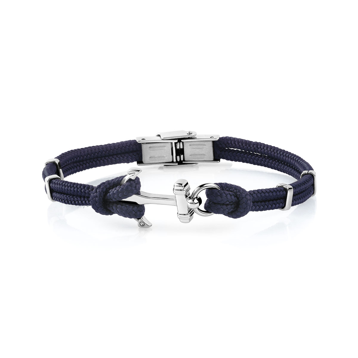 Bracelet acier coton bleu 21 cm