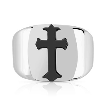 Bague acier croix