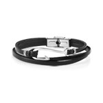 Bracelet acier cuir 19 cm