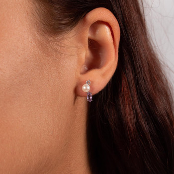Boucles d'oreilles argent 925 perles d'eau douce améthystes et topazes