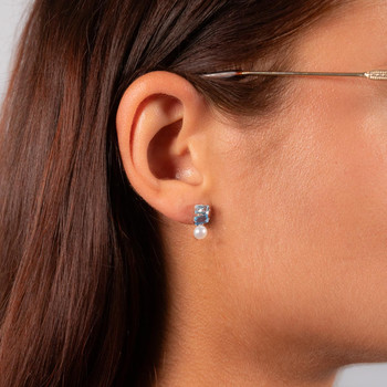 Boucles d'oreilles argent 925 perles d'eau douce et topazes