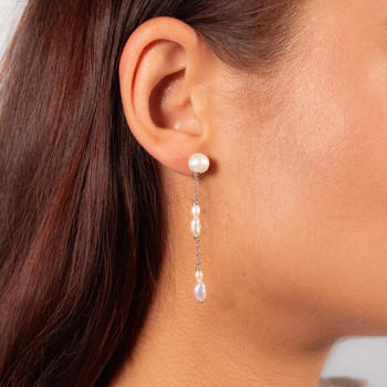 Boucles d'oreilles argent 925 perle de culture de chine