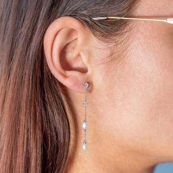 Boucles d'oreilles argent 925 perles d'eau douce et zirconias