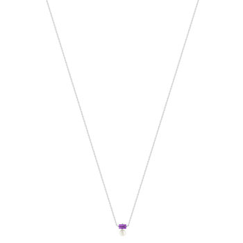 Collier argent 925 perles de Chine et améthystes 45cm