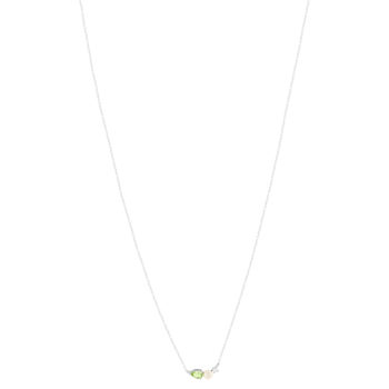 Collier argent 925 perle de Chine péridot et topaze blanche 45cm