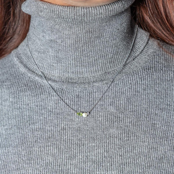 Collier argent 925 perle de Chine péridot et topaze blanche 45cm