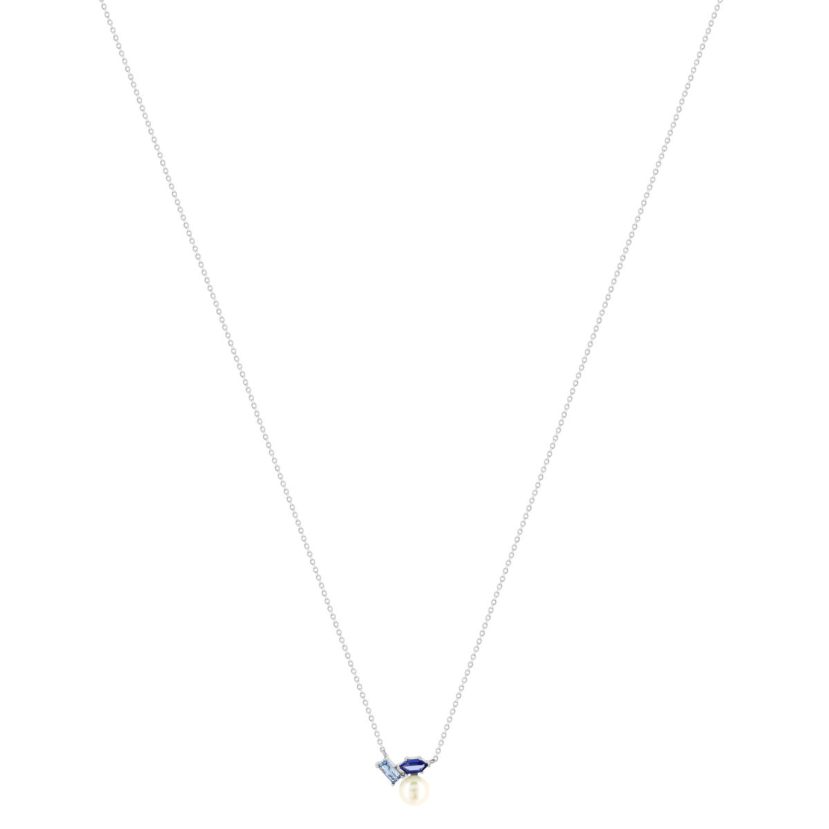 Collier argent 925 perle de Chine pierres imitation et ziconias 45cm - vue 2