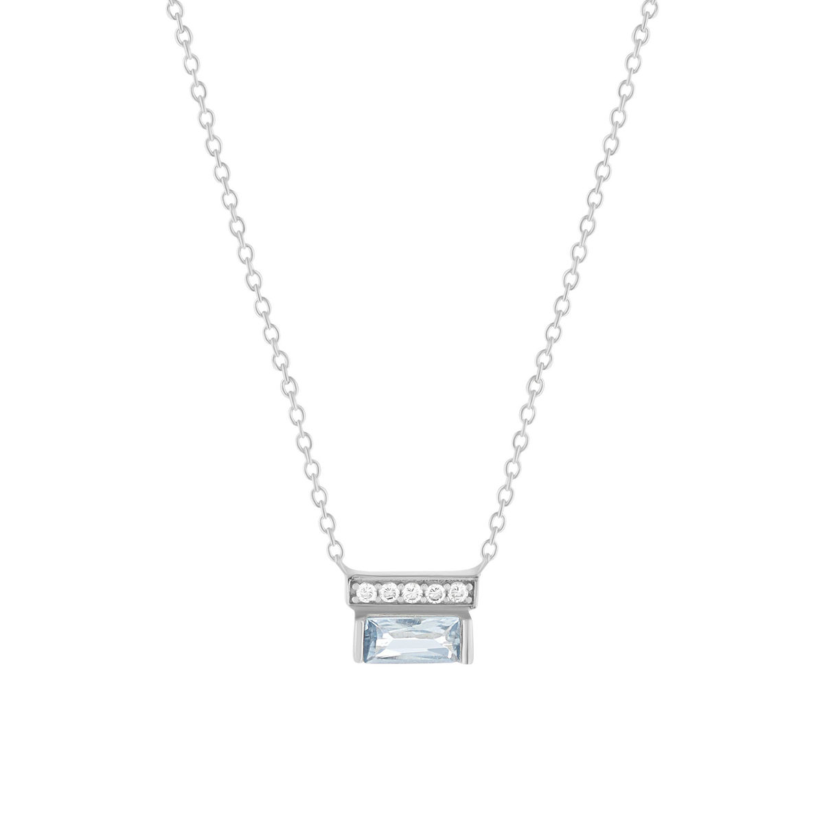 Collier argent 925 pierres imitation et zirconias 45cm