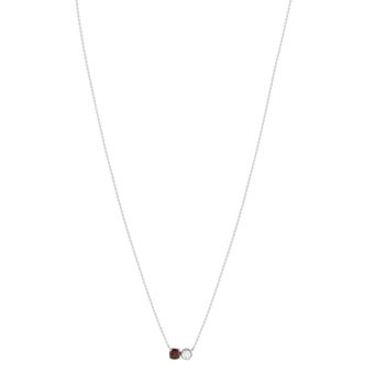 Collier argent 925 grenat et quartz rose 45cm