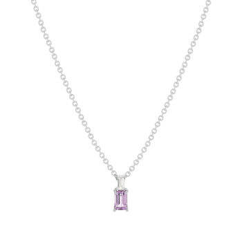 Collier argent 925 améthyste et topaze blanche 45cm