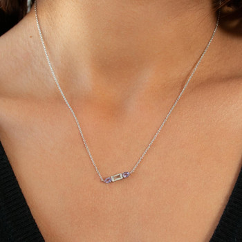 Collier argent 925 améthystes 45cm