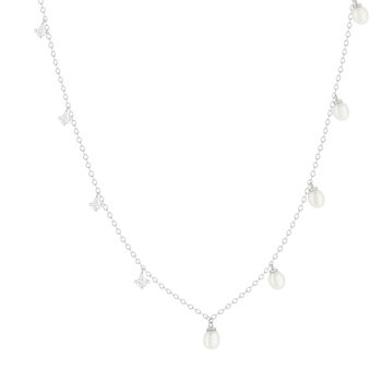 Collier argent 925 perles de Chine et zirconias 45cm