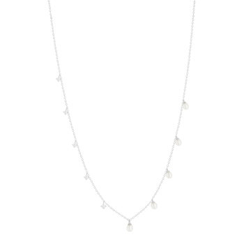 Collier argent 925 perles de Chine et zirconias 45cm