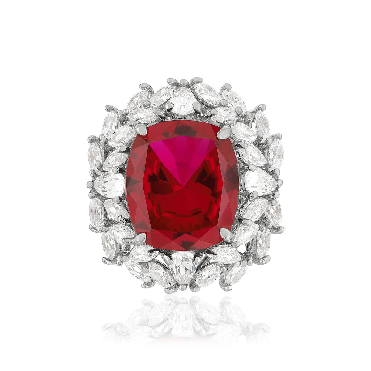 Bague argent 925 rubis synthétique zirconias - vue 3