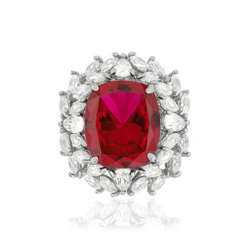 Bague argent 925 rubis synthétique zirconias
