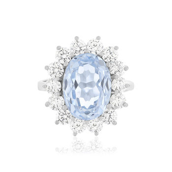 Bague argent 925 cristal bleu clair et zirconias