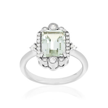 Bague argent 925 quartz vert et zirconias