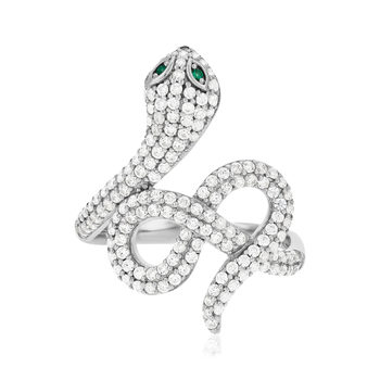 Bague argent 925 pierres synthétiques et zirconias motif serpent