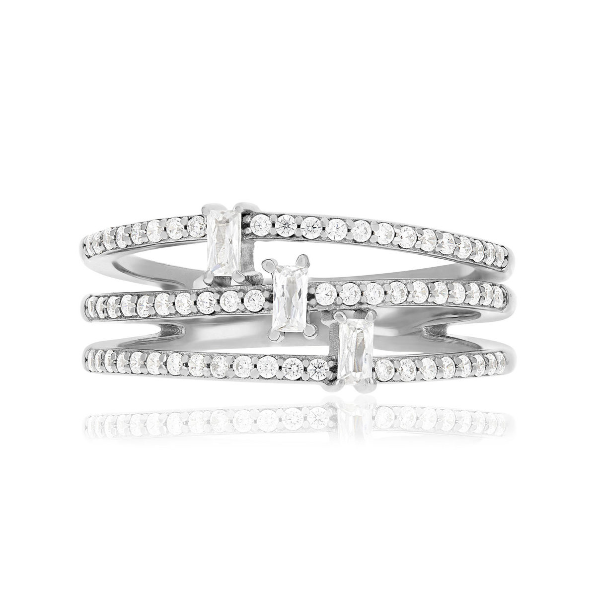 Bague argent 925 et zirconias - vue 3