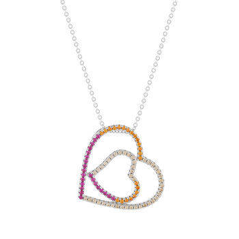 925 silver necklace synthetic stones and zirconias 45cm